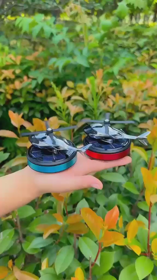 Helicopter Solar Powered Car Perfume Auto Rotation Fan with Aroma Oil | Car Accessories, Car Air Freshener Diffuser/Dispenser For Car Dashboard (Multicolor)